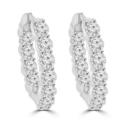 4.25 ct Ladies Round Cut Diamond Hoop Huggie Earrings